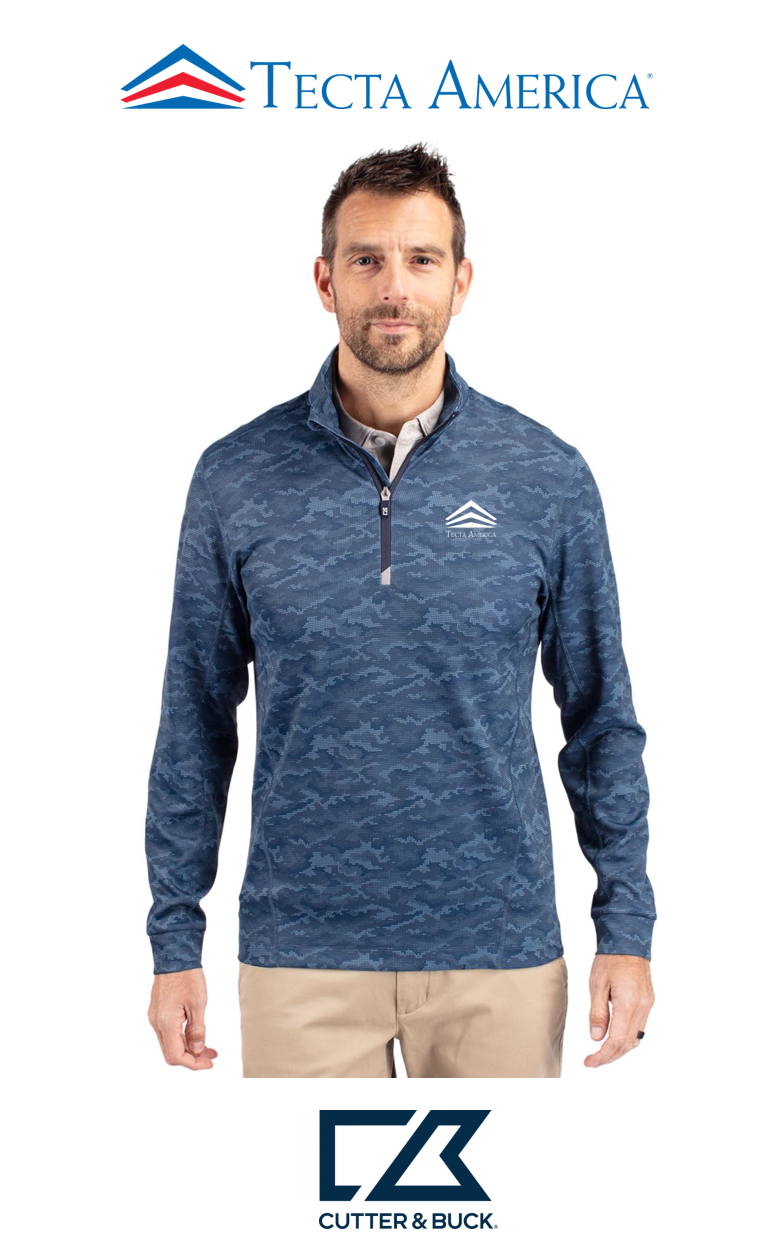 Cutter & Buck Traverse Recycled Smooth Stretch Mens Camo Quarter Zip Pullover - Corporate