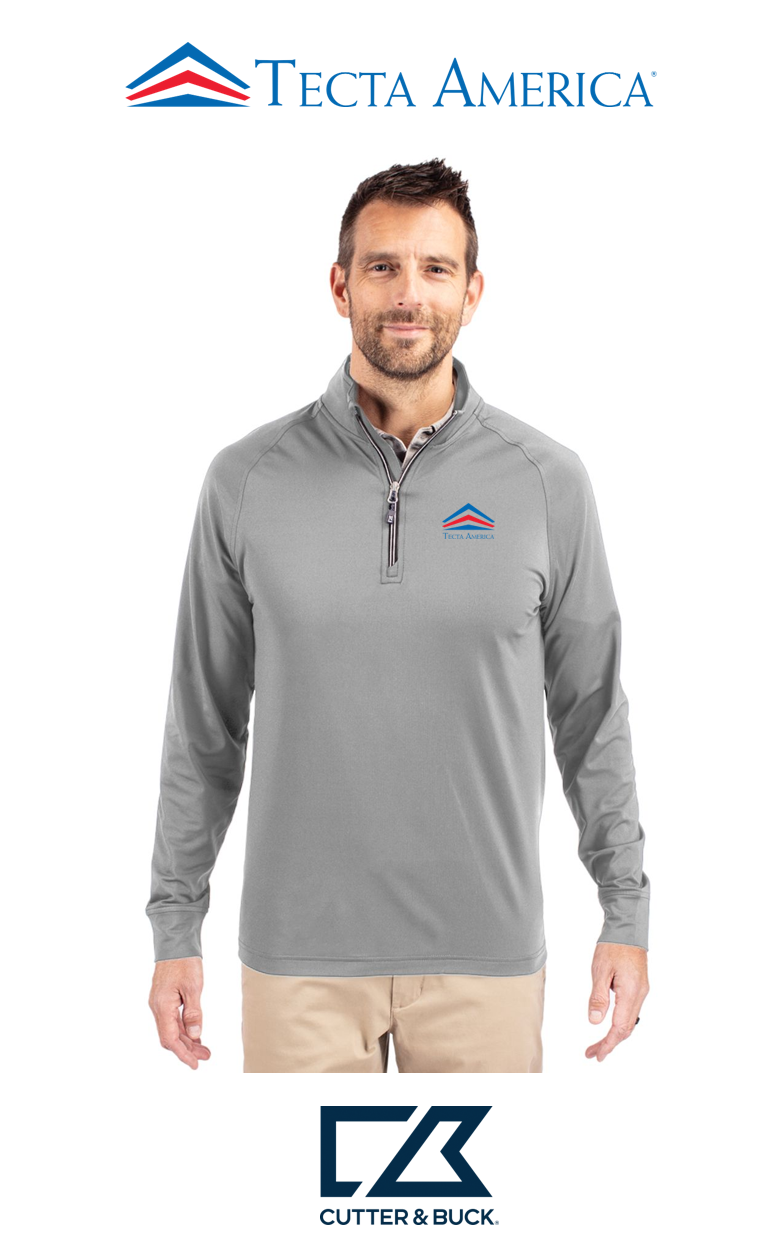 Cutter & Buck Adapt Recycled Soft Knit Stretch Mens Quarter Zip Pullover - Corporate