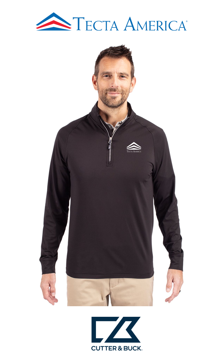 Cutter & Buck Adapt Recycled Soft Knit Stretch Mens Quarter Zip Pullover - Corporate