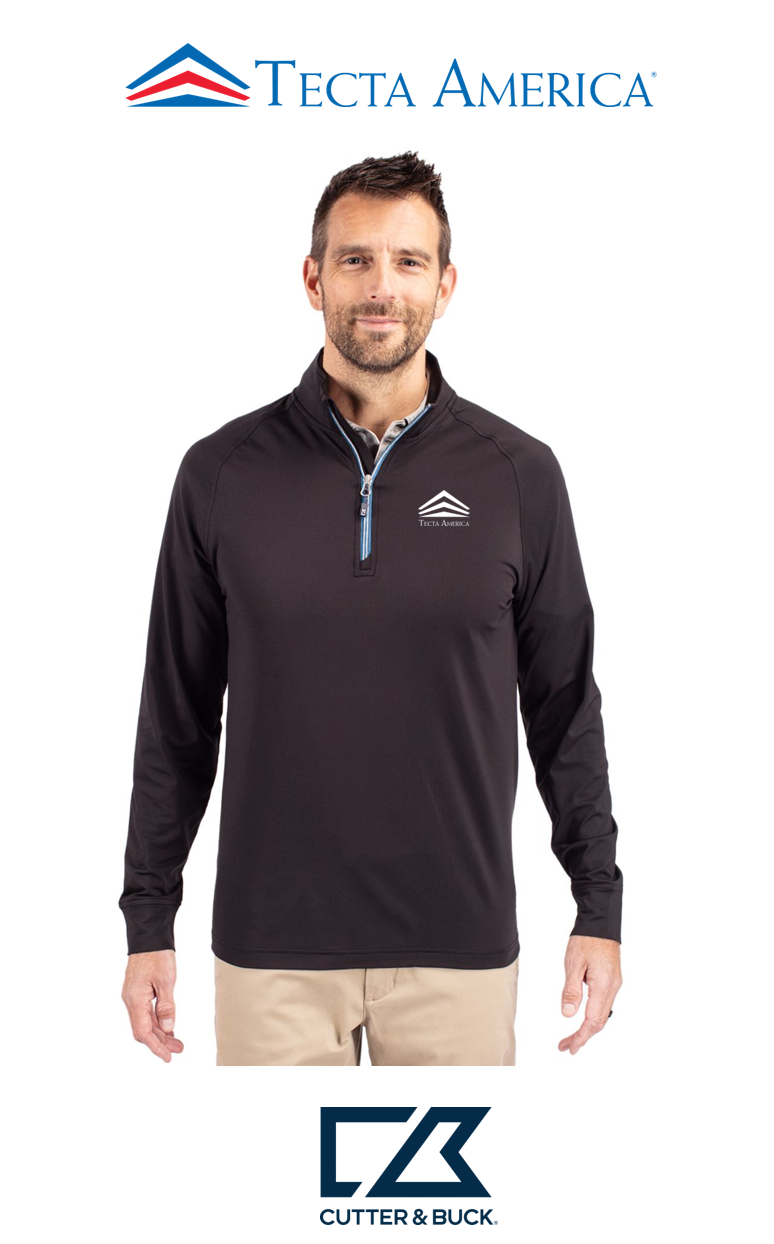 Cutter & Buck Adapt Recycled Soft Knit Stretch Mens Quarter Zip Pullover - Corporate