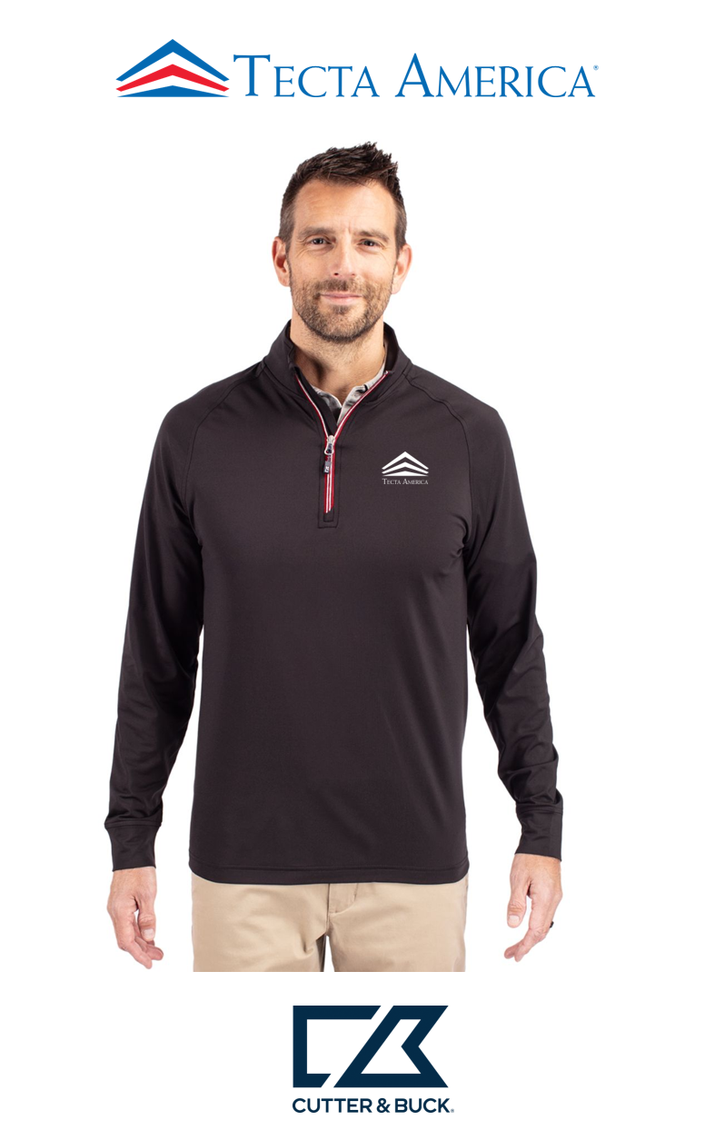 Cutter & Buck Adapt Recycled Soft Knit Stretch Mens Quarter Zip Pullover - Corporate
