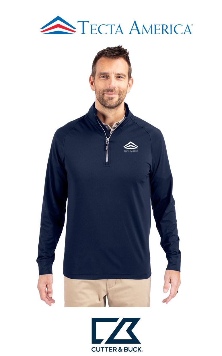 Cutter & Buck Adapt Recycled Soft Knit Stretch Mens Quarter Zip Pullover - Corporate