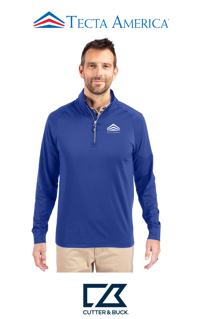 Cutter & Buck Adapt Recycled Soft Knit Stretch Mens Quarter Zip Pullover - Corporate
