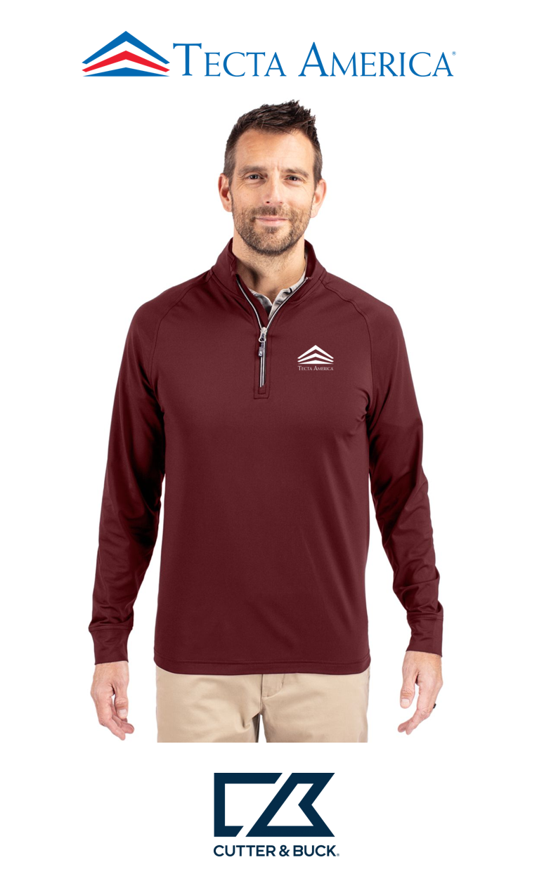Cutter & Buck Adapt Recycled Soft Knit Stretch Mens Quarter Zip Pullover - Corporate