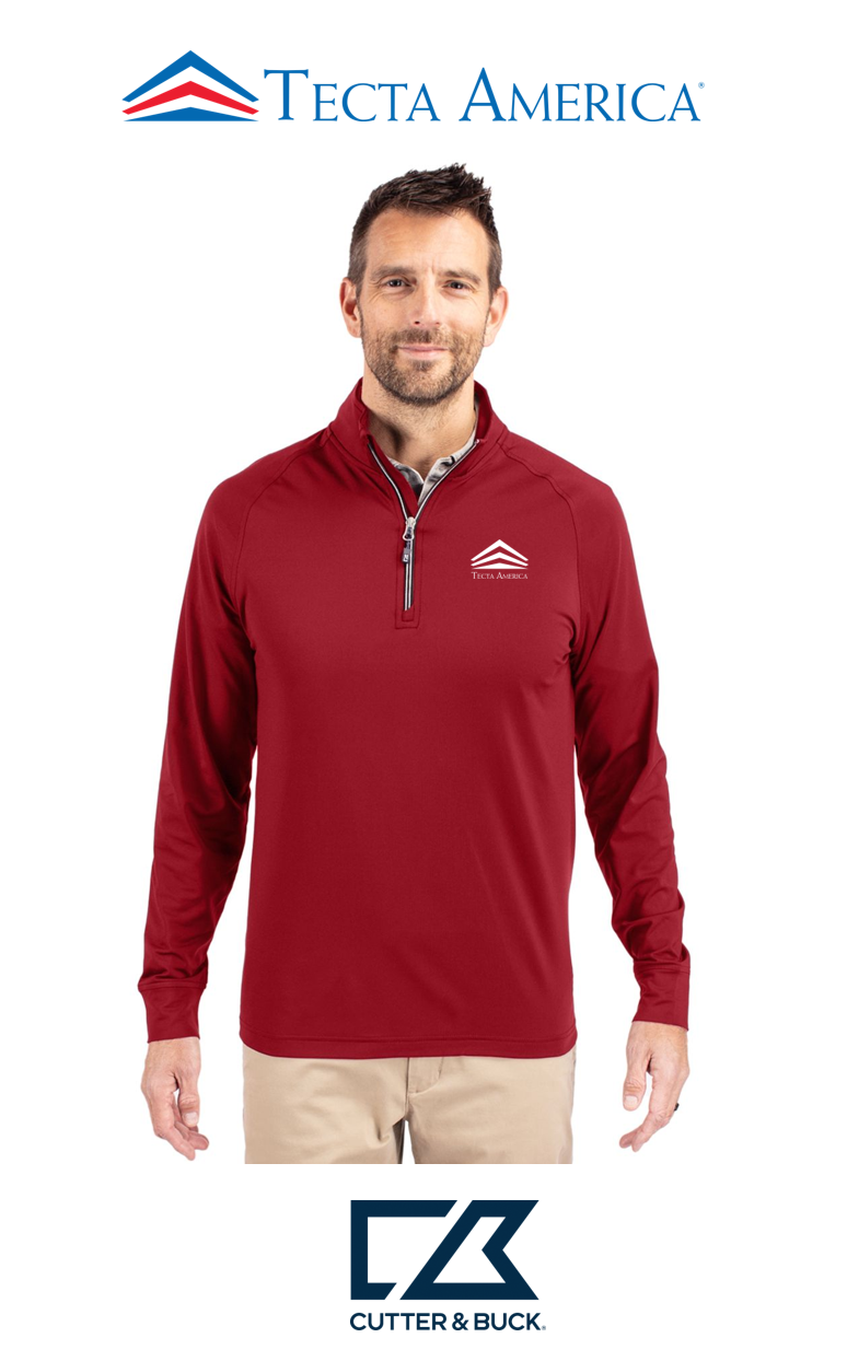 Cutter & Buck Adapt Recycled Soft Knit Stretch Mens Quarter Zip Pullover - Corporate