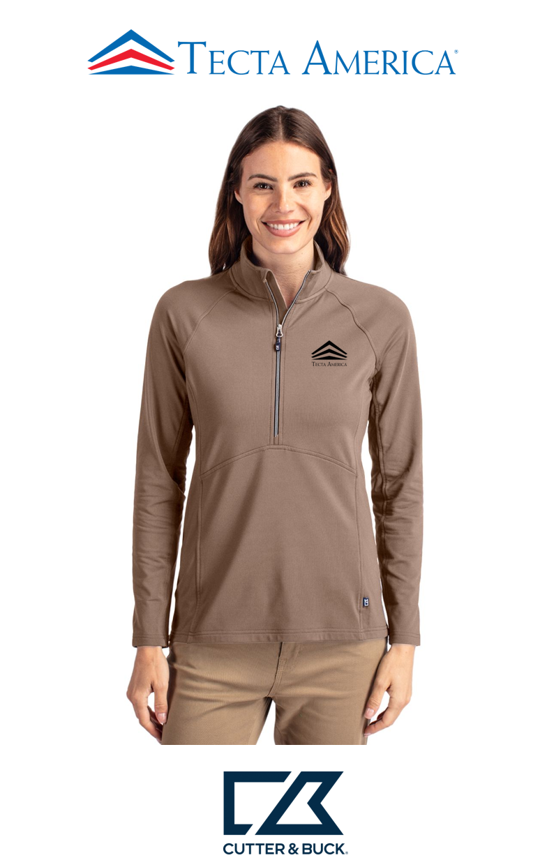 Cutter & Buck Adapt Recycled Soft Knit Stretch Womens Half Zip Pullover- Corporate