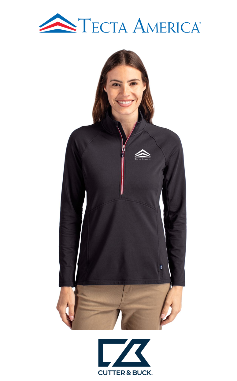 Cutter & Buck Adapt Recycled Soft Knit Stretch Womens Half Zip Pullover- Corporate