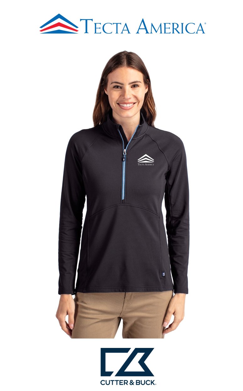 Cutter & Buck Adapt Recycled Soft Knit Stretch Womens Half Zip Pullover- Corporate