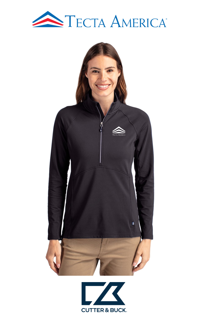 Cutter & Buck Adapt Recycled Soft Knit Stretch Womens Half Zip Pullover- Corporate