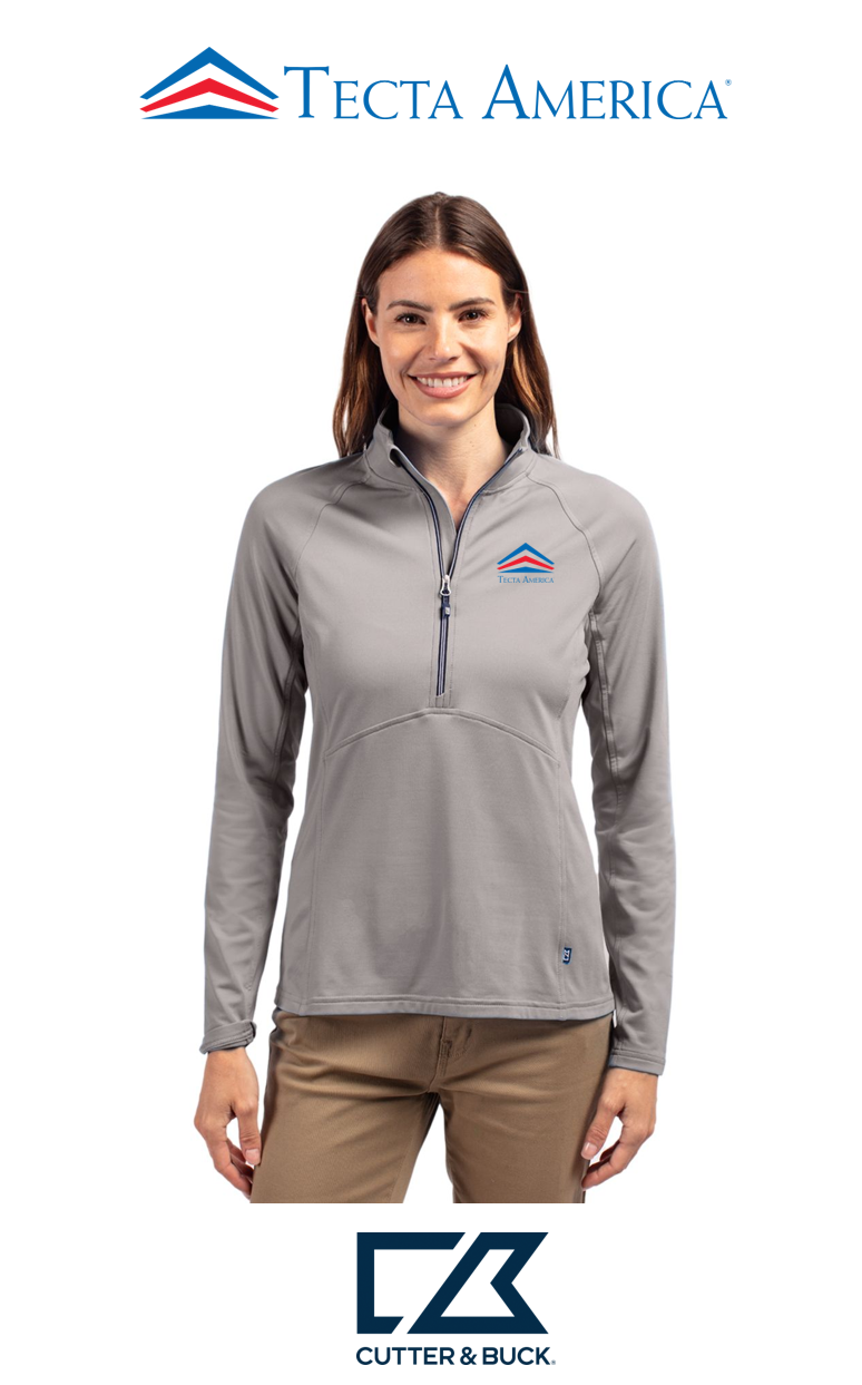 Cutter & Buck Adapt Recycled Soft Knit Stretch Womens Half Zip Pullover- Corporate