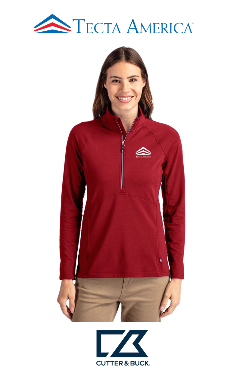 Cutter & Buck Adapt Recycled Soft Knit Stretch Womens Half Zip Pullover- Corporate