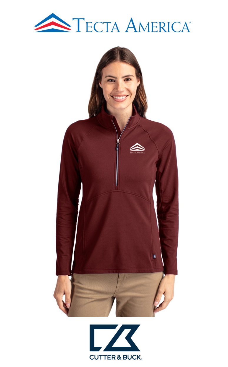 Cutter & Buck Adapt Recycled Soft Knit Stretch Womens Half Zip Pullover- Corporate