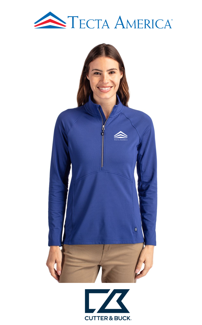 Cutter & Buck Adapt Recycled Soft Knit Stretch Womens Half Zip Pullover- Corporate