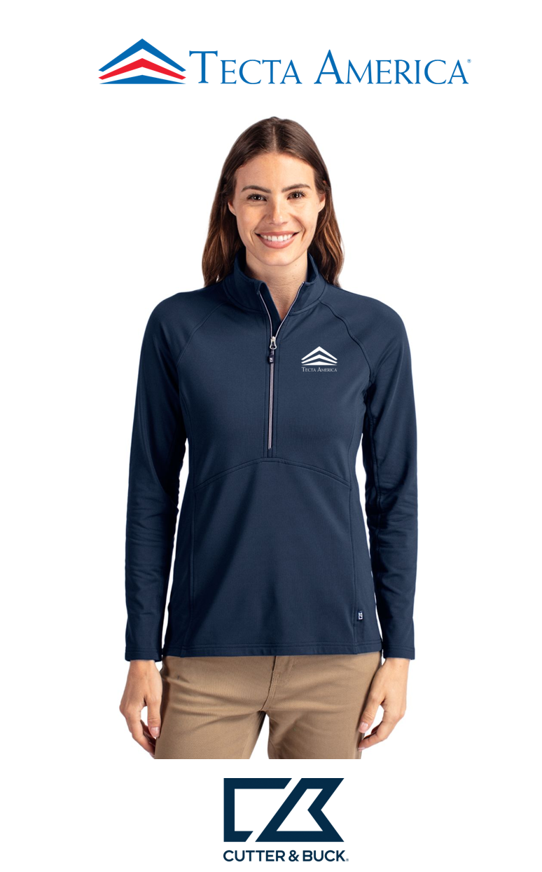 Cutter & Buck Adapt Recycled Soft Knit Stretch Womens Half Zip Pullover- Corporate