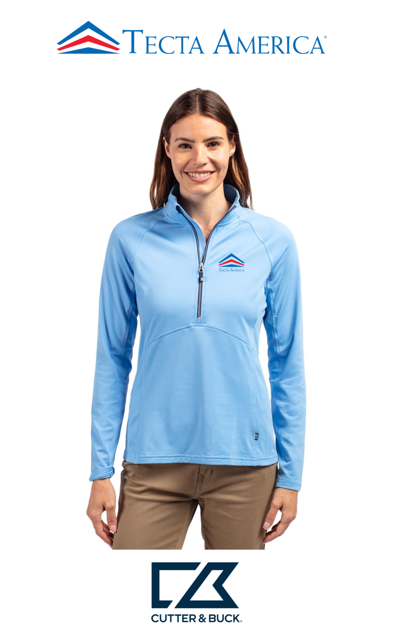 Cutter & Buck Adapt Recycled Soft Knit Stretch Womens Half Zip Pullover- Corporate