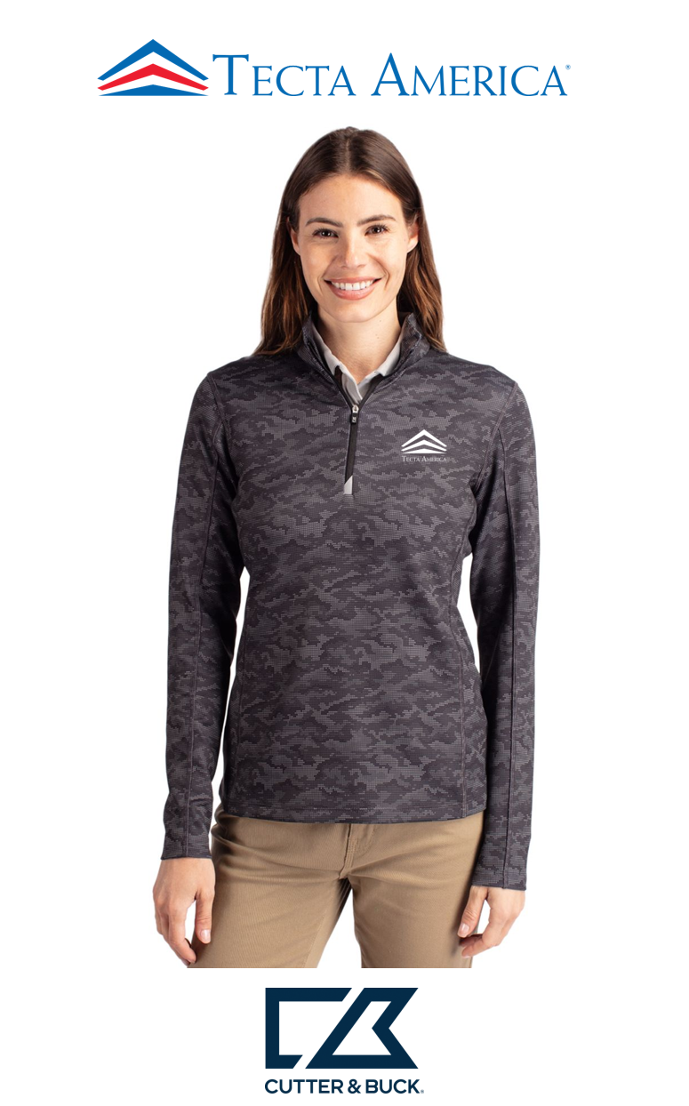 Cutter & Buck Traverse Recycled Smooth Stretch Womens Camo Quarter Zip Pullover - Corporate