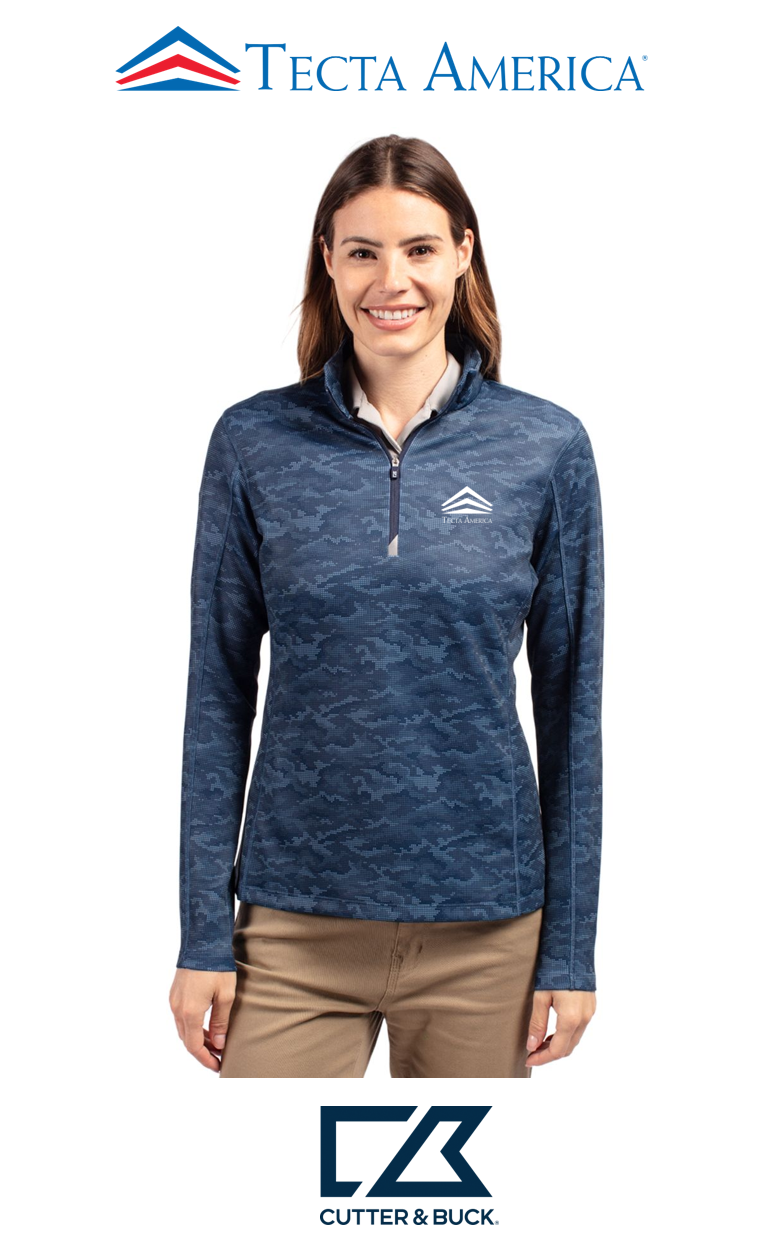 Cutter & Buck Traverse Recycled Smooth Stretch Womens Camo Quarter Zip Pullover - Corporate