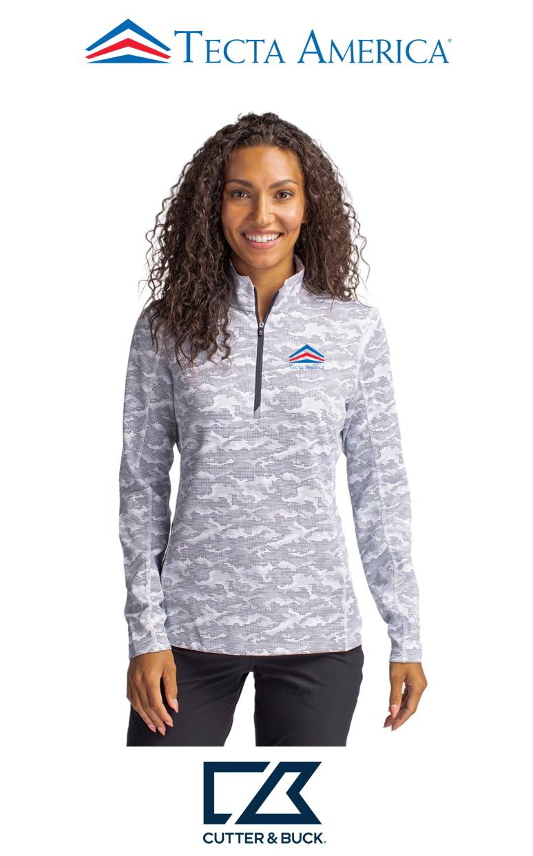 Cutter & Buck Traverse Recycled Smooth Stretch Womens Camo Quarter Zip Pullover - Corporate