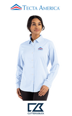 Cutter & Buck Skyline Recycled Gingham Womens Long Sleeve Spread Collar Dress Shirt - Corporate