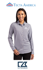 Cutter & Buck Skyline Recycled Gingham Womens Long Sleeve Spread Collar Dress Shirt - Corporate