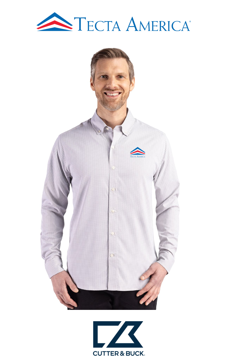 Cutter & Buck Skyline Recycled Gingham Mens Long Sleeve Button Down Dress Shirt - Corporate