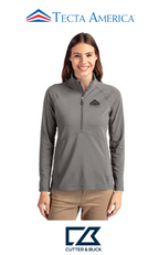 Cutter & Buck Adapt Recycled Soft Knit Stretch Womens Half Zip Pullover- Corporate