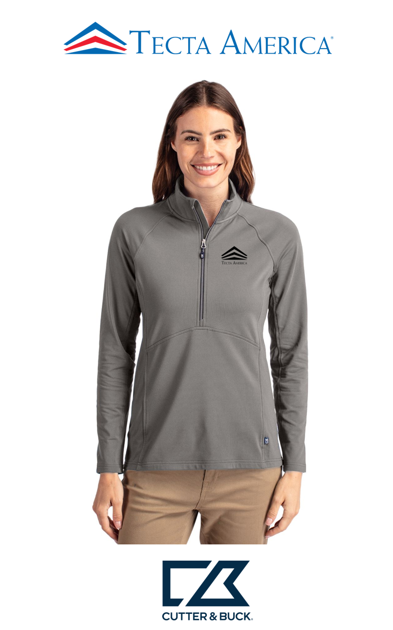 Cutter & Buck Adapt Recycled Soft Knit Stretch Womens Half Zip Pullover- Corporate