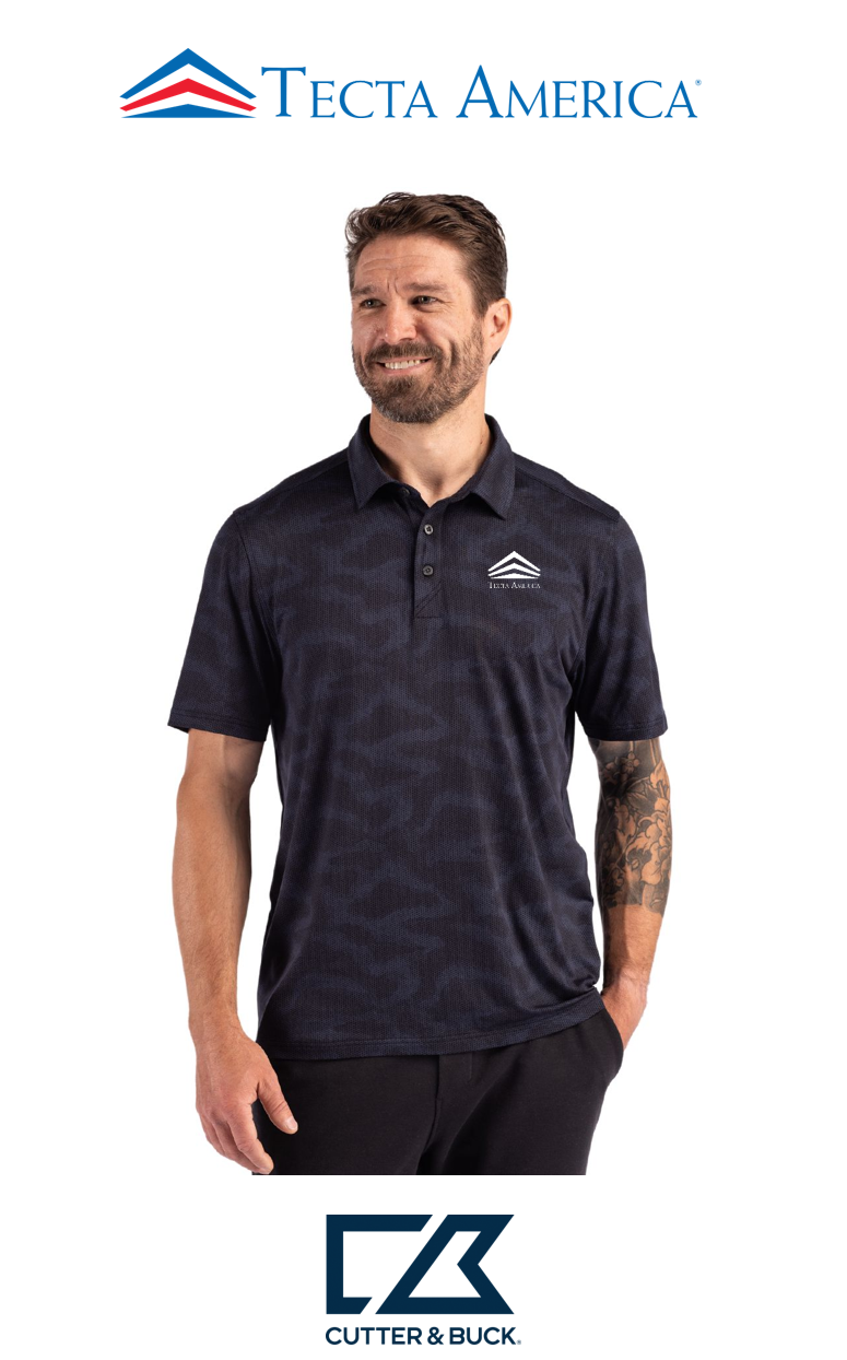 Cutter & Buck Coastline Recycled Double Peached Camo Print Mens Polo - Corporate