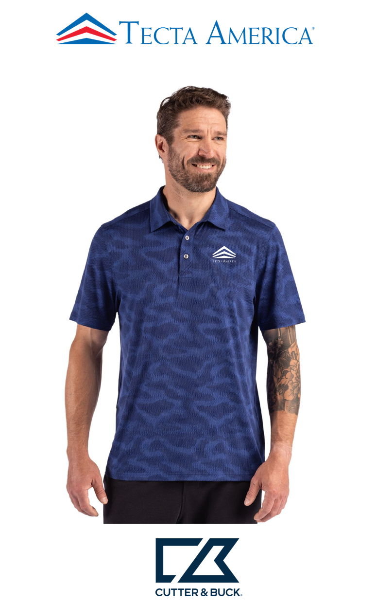 Cutter & Buck Coastline Recycled Double Peached Camo Print Mens Polo - Corporate