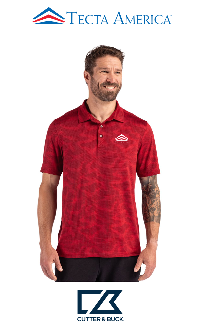 Cutter & Buck Coastline Recycled Double Peached Camo Print Mens Polo - Corporate