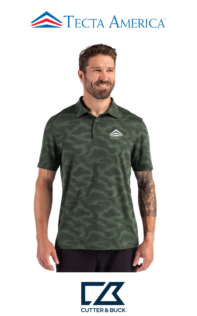 Cutter & Buck Coastline Recycled Double Peached Camo Print Mens Polo - Corporate