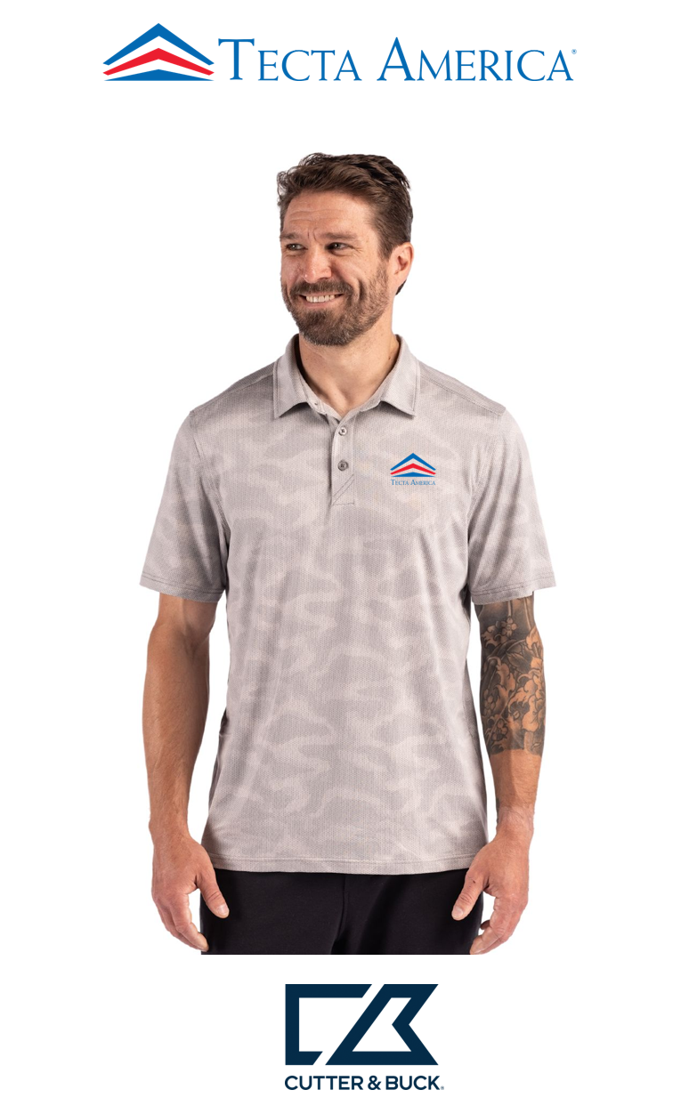 Cutter & Buck Coastline Recycled Double Peached Camo Print Mens Polo - Corporate