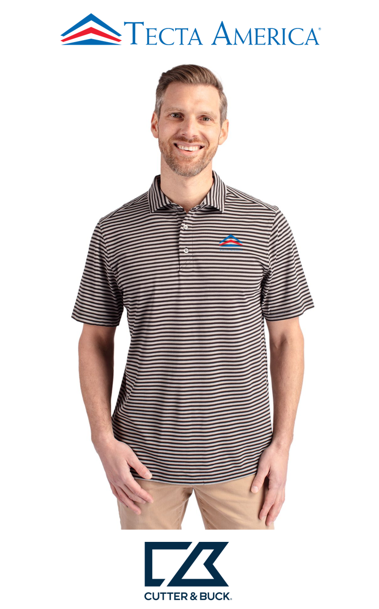 Cutter & Buck Virtue Recycled Stripe Featherlight Pique Mens Polo - Corporate