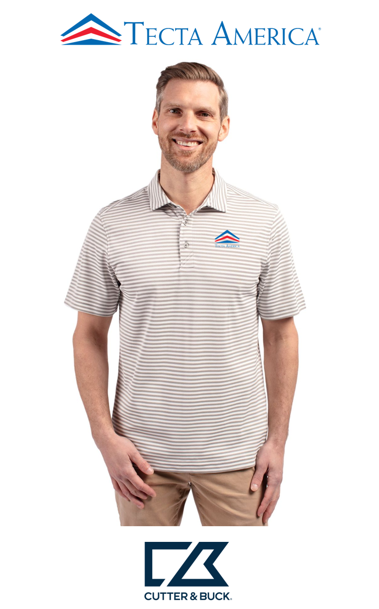 Cutter & Buck Virtue Recycled Stripe Featherlight Pique Mens Polo - Corporate