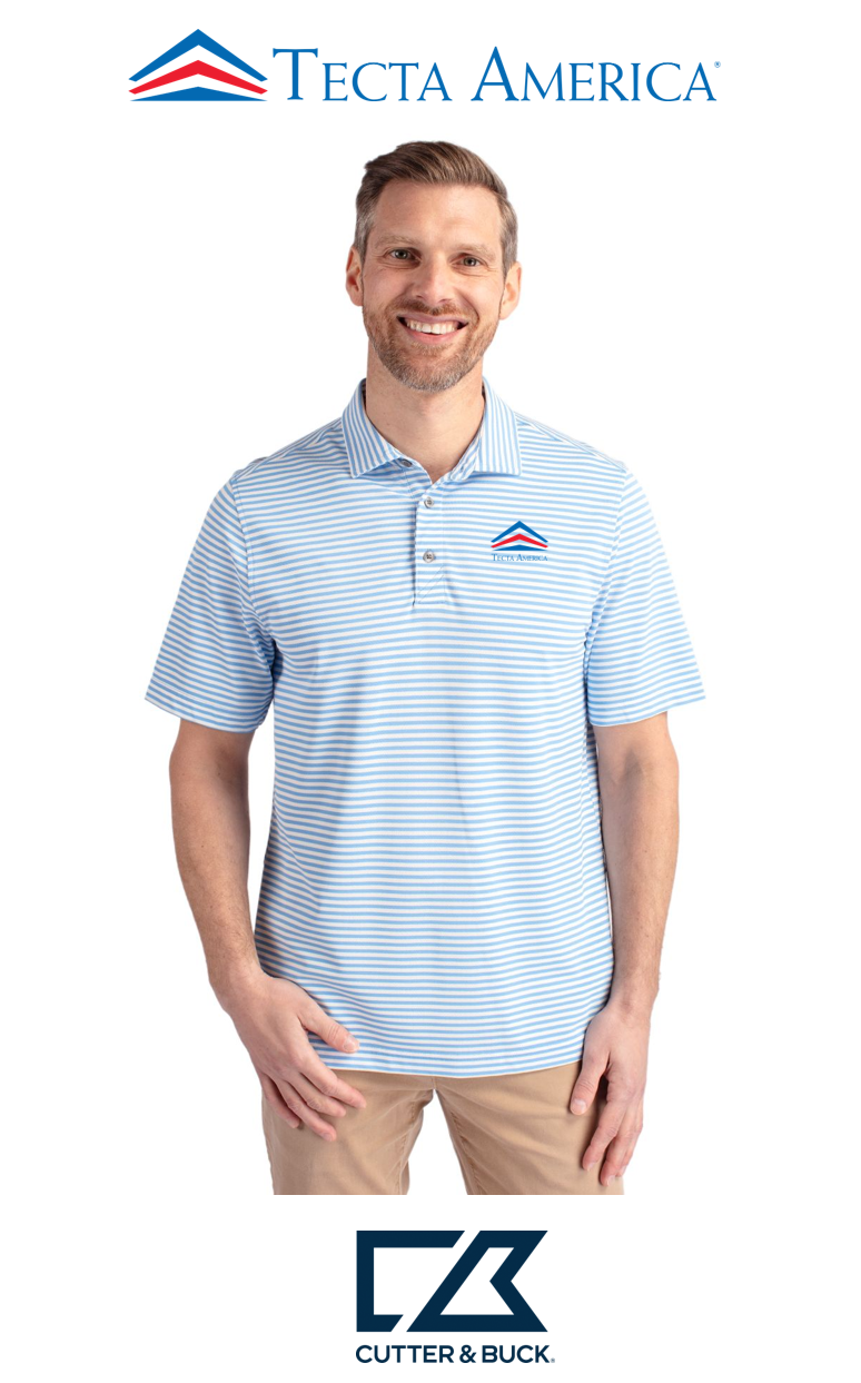 Cutter & Buck Virtue Recycled Stripe Featherlight Pique Mens Polo - Corporate