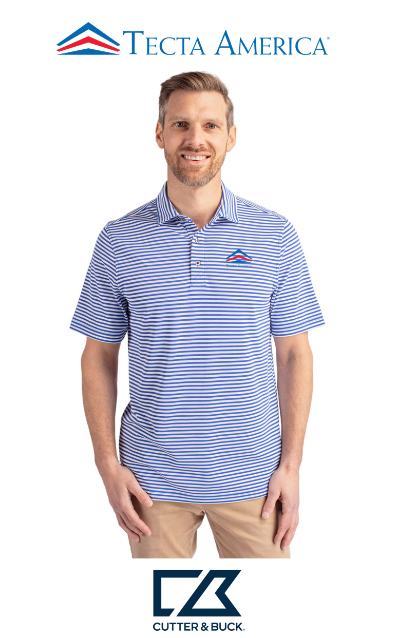 Cutter & Buck Virtue Recycled Stripe Featherlight Pique Mens Polo - Corporate