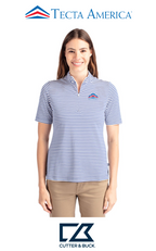 Cutter & Buck Virtue Recycled Stripe Featherlight Pique Womens Half Zip - Corporate