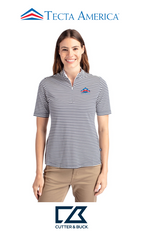 Cutter & Buck Virtue Recycled Stripe Featherlight Pique Womens Half Zip - Corporate