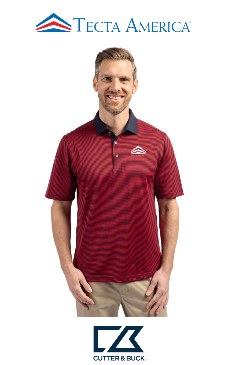 Cutter & Buck Virtue Recycled Micro Stripe Featherlight Pique Mens Polo - Corporate