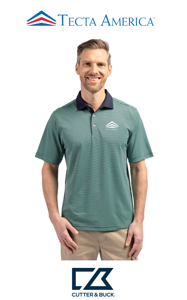 Cutter & Buck Virtue Recycled Micro Stripe Featherlight Pique Mens Polo - Corporate