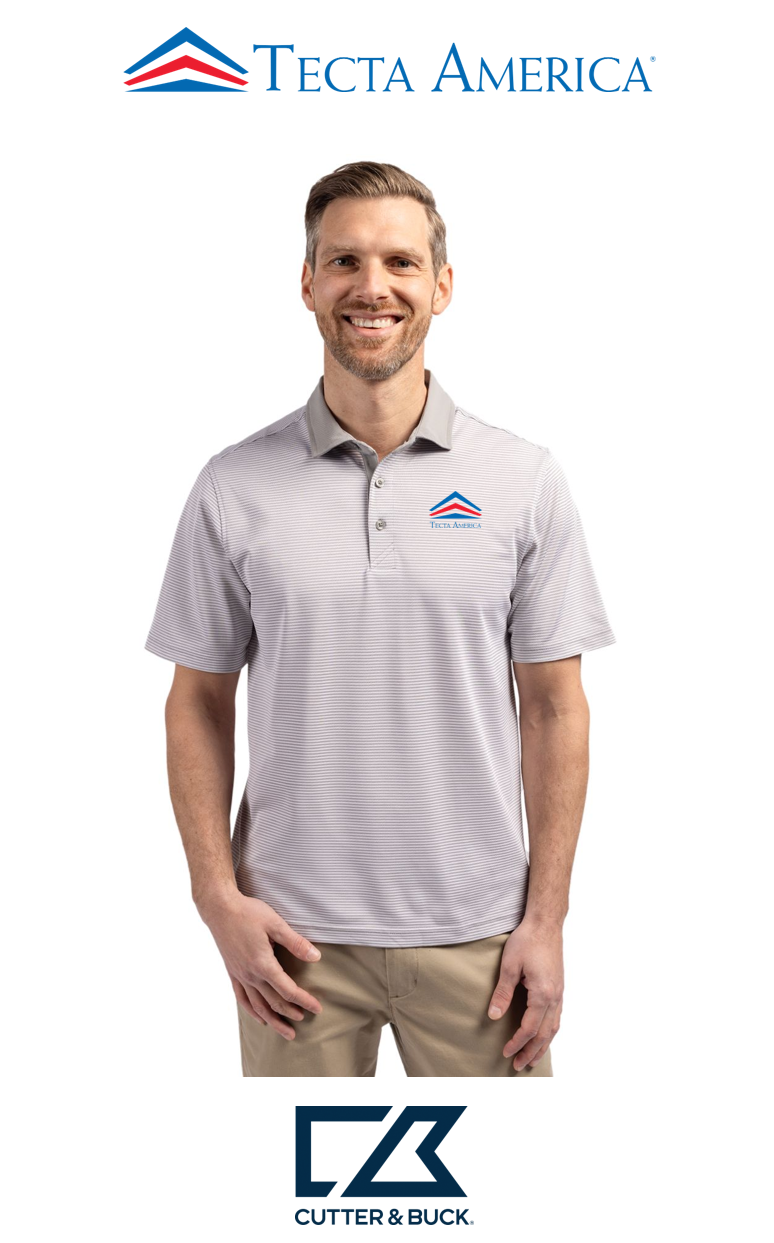 Cutter & Buck Virtue Recycled Micro Stripe Featherlight Pique Mens Polo - Corporate