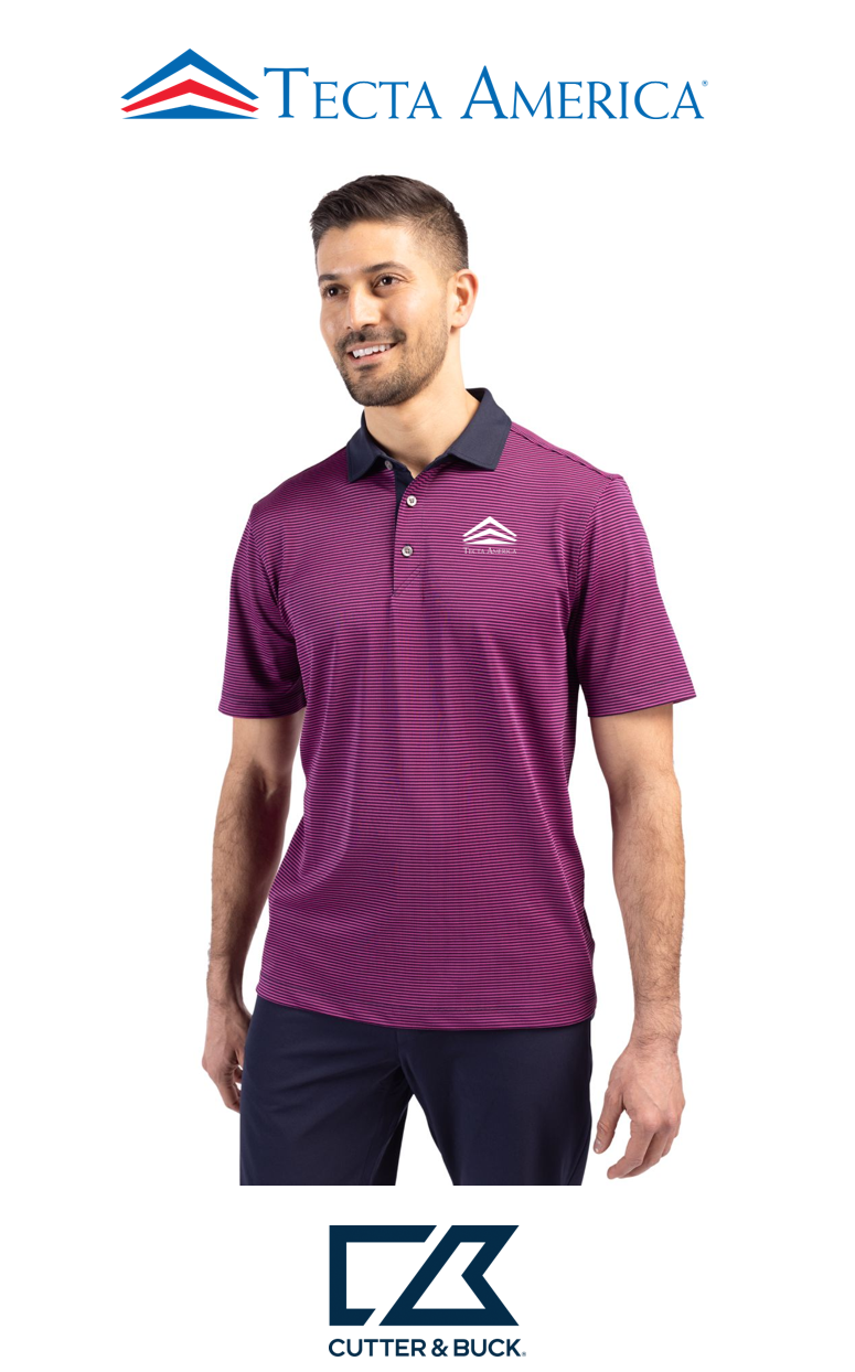 Cutter & Buck Virtue Recycled Micro Stripe Featherlight Pique Mens Polo - Corporate