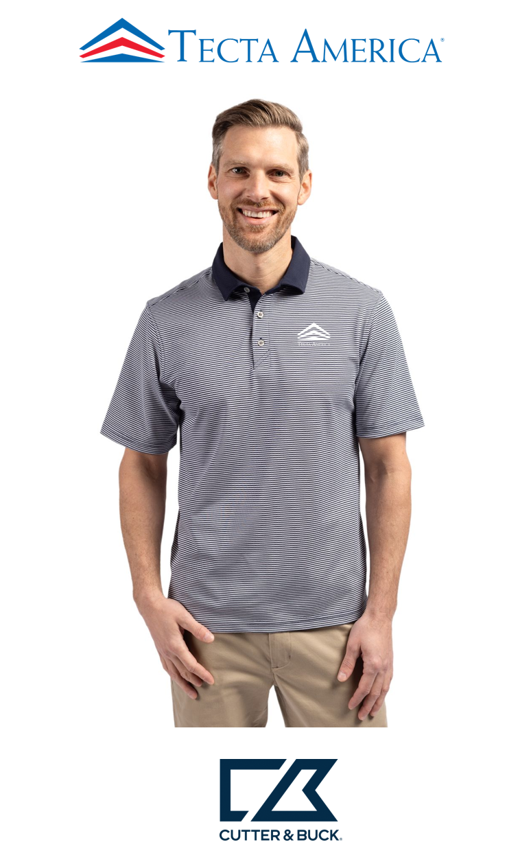 Cutter & Buck Virtue Recycled Micro Stripe Featherlight Pique Mens Polo - Corporate