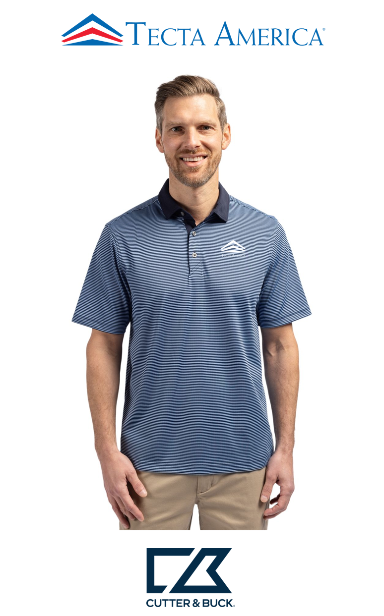 Cutter & Buck Virtue Recycled Micro Stripe Featherlight Pique Mens Polo - Corporate