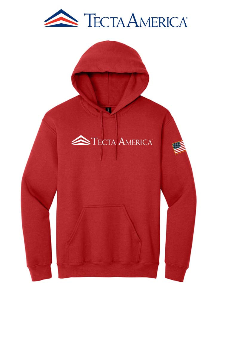 Core Fleece Pullover Hooded Sweatshirt "Tecta America" with Flag on Sleeve