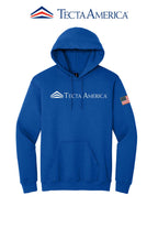 Core Fleece Pullover Hooded Sweatshirt "Tecta America" with Flag on Sleeve