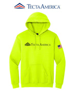 Core Fleece Pullover Hooded Sweatshirt "Tecta America" with Flag on Sleeve