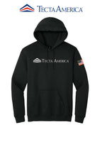 Core Fleece Pullover Hooded Sweatshirt "Tecta America" with Flag on Sleeve