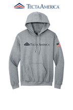 Core Fleece Pullover Hooded Sweatshirt "Tecta America" with Flag on Sleeve