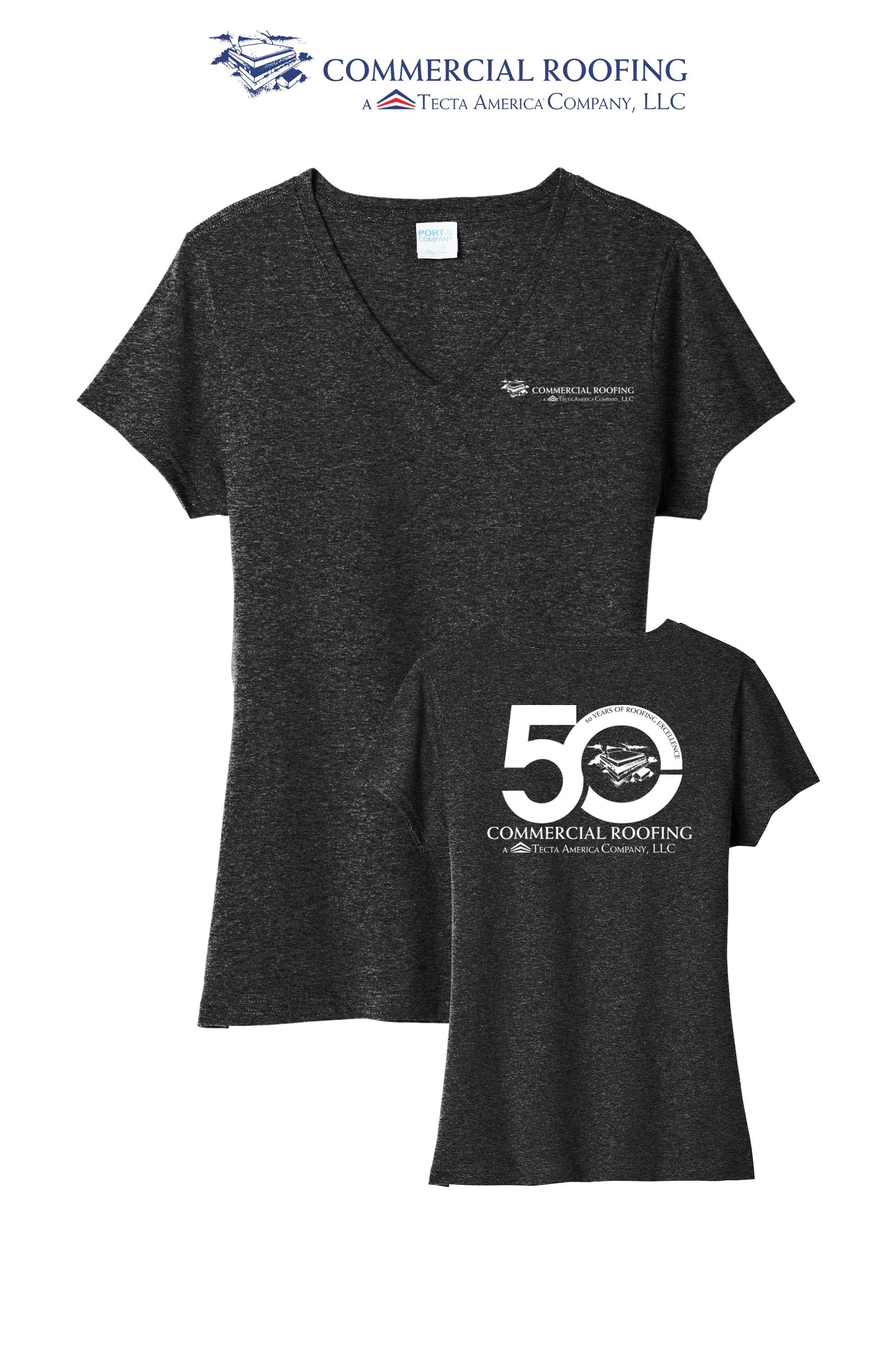 Port & Co™ Women's Tri-Blend V-Neck Tee - Commercial Roofing